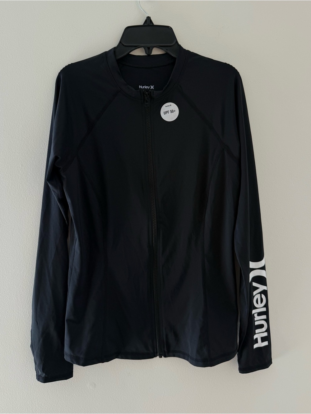 Hurley Black Full-Zip 50+ Lightweight Rash Guard Size: Med #Lux-W